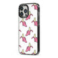 Pink Bannana Comic Art Fruit iPhone 13 Pro Max Black Impact Case Side Angle on Silver phone