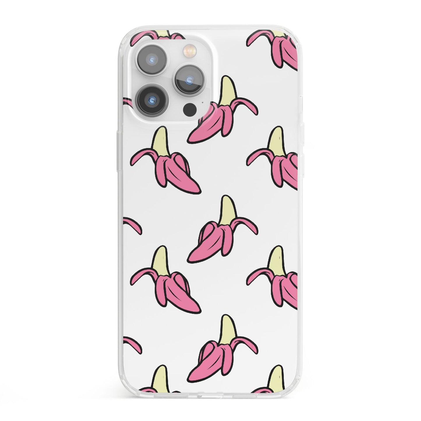 Pink Bannana Comic Art Fruit iPhone 13 Pro Max Clear Bumper Case