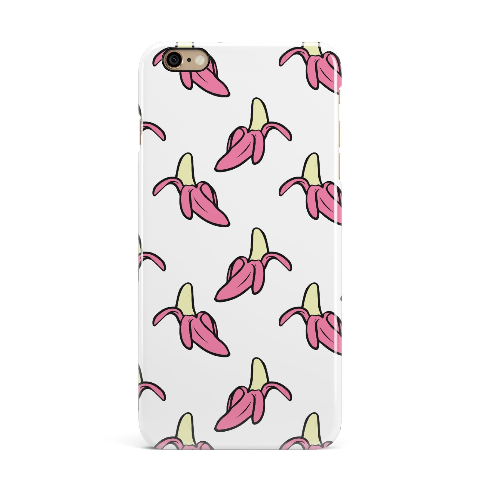 Pink Bannana Comic Art Fruit iPhone 6 Plus 3D Snap Case on Gold Phone