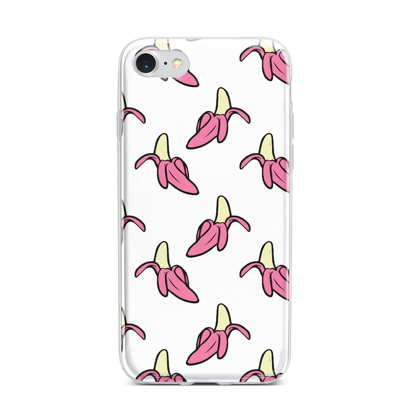 Pink Bannana Comic Art Fruit iPhone 7 Bumper Case on Silver iPhone