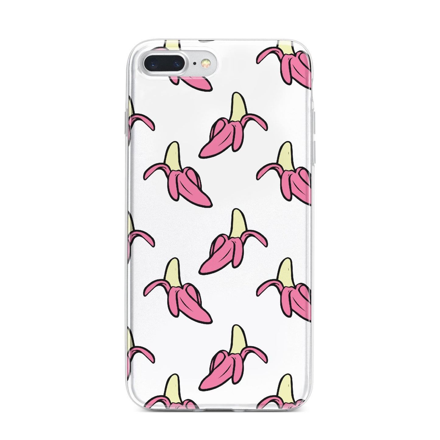 Pink Bannana Comic Art Fruit iPhone 7 Plus Bumper Case on Silver iPhone