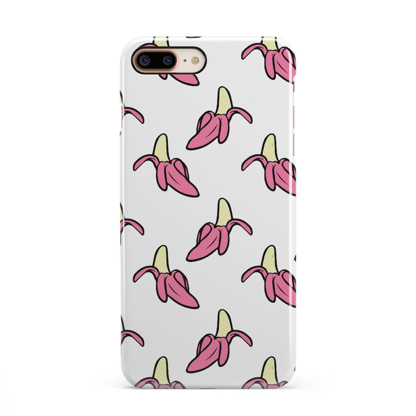 Pink Bannana Comic Art Fruit iPhone 8 Plus 3D Snap Case on Gold Phone