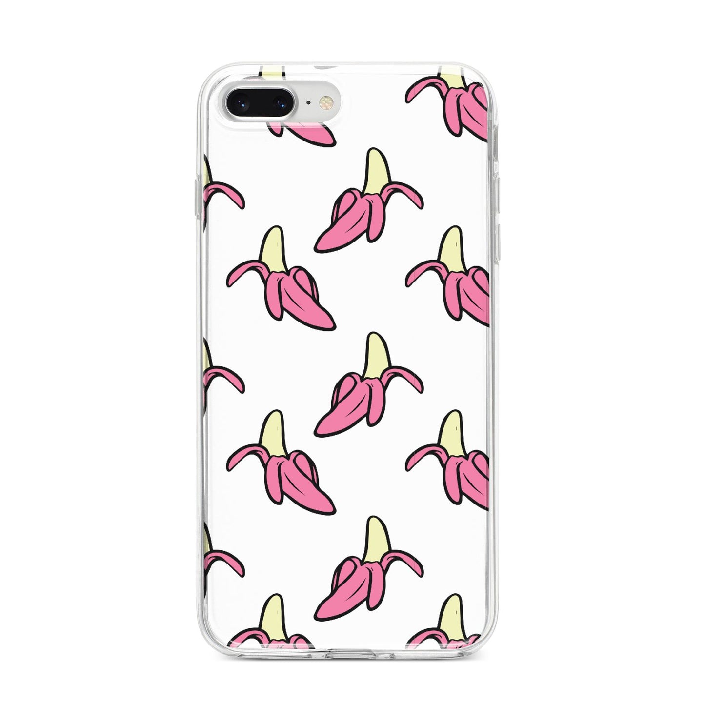 Pink Bannana Comic Art Fruit iPhone 8 Plus Bumper Case on Silver iPhone