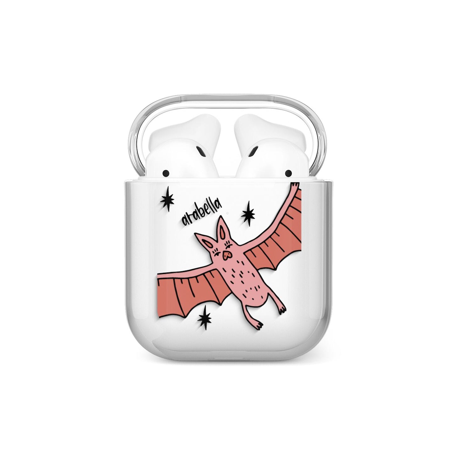 Pink Bat Personalised Halloween AirPods Case
