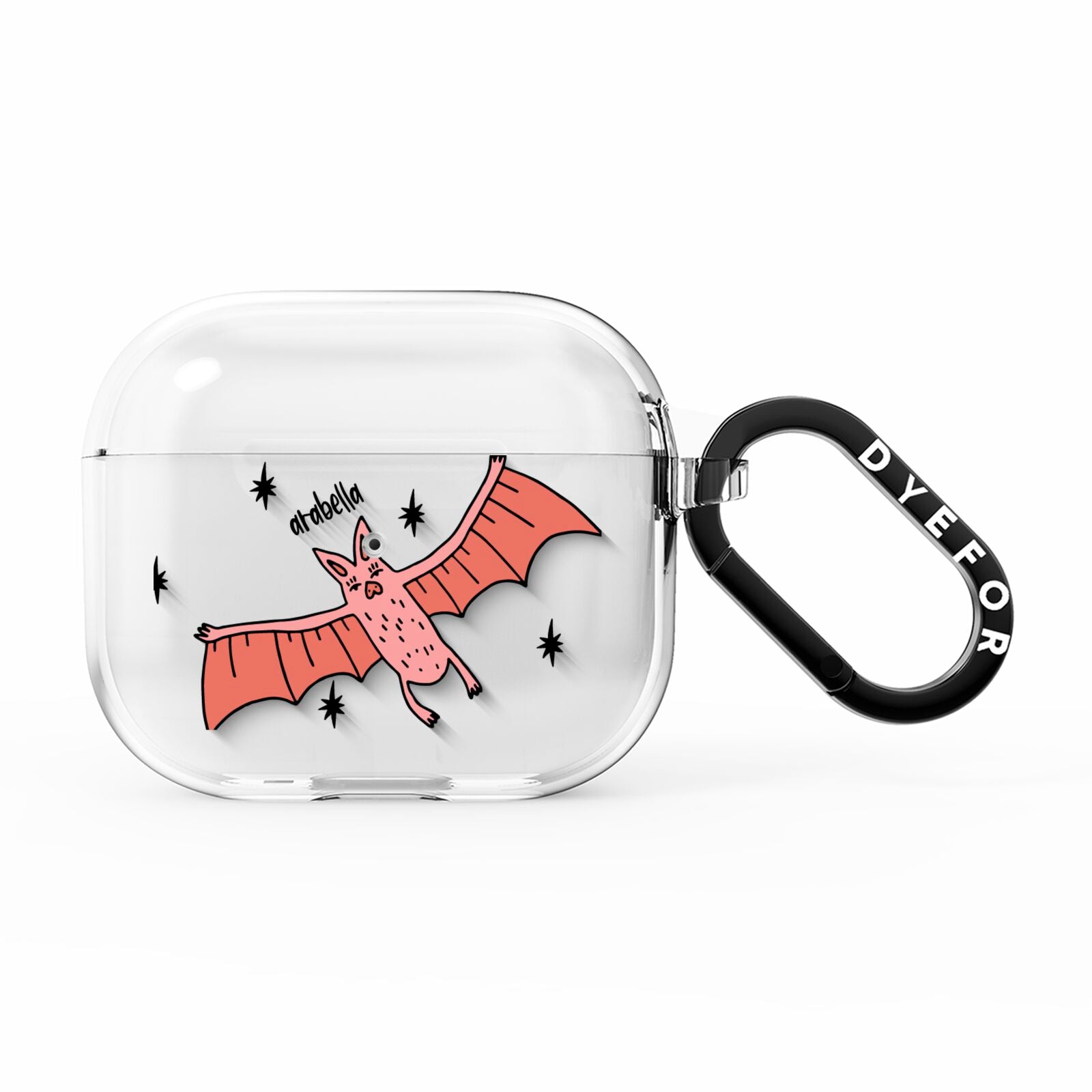 Pink Bat Personalised Halloween AirPods Clear Case 3rd Gen