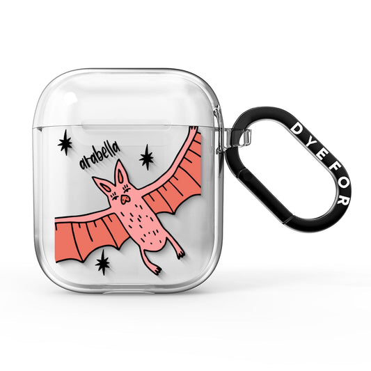 Pink Bat Personalised Halloween AirPods Clear Case
