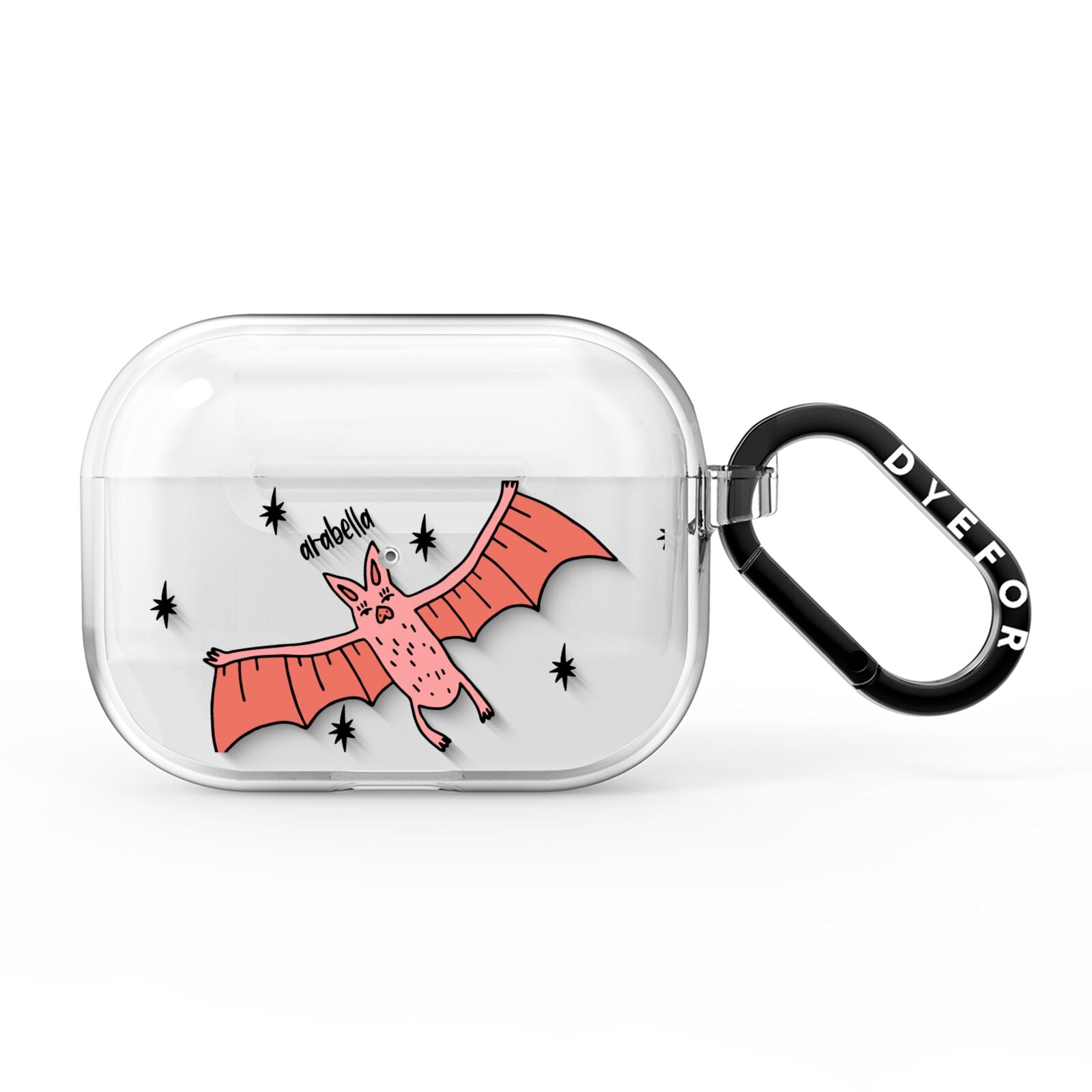 Pink Bat Personalised Halloween AirPods Pro Clear Case