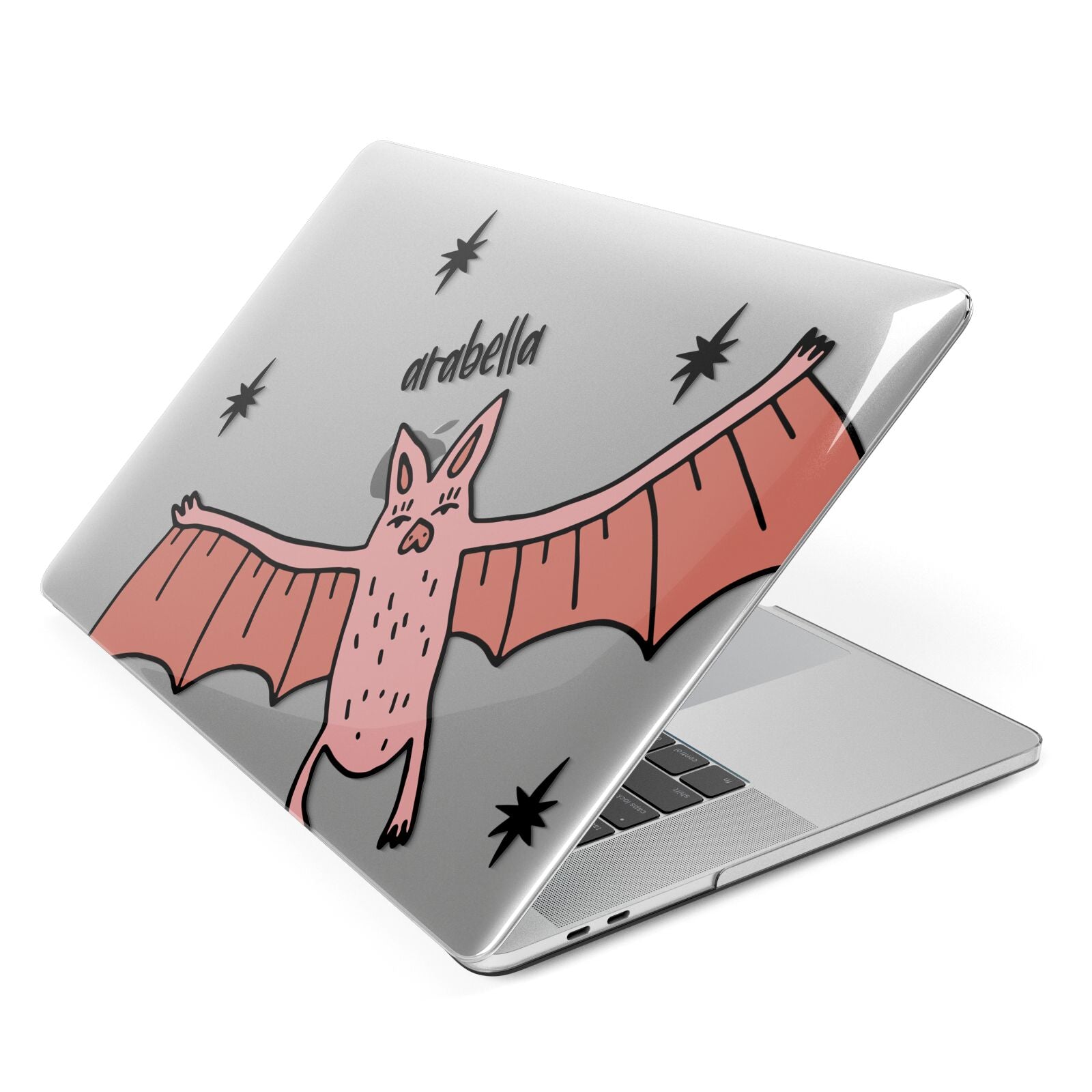 Pink Bat Personalised Halloween Apple MacBook Case Side View