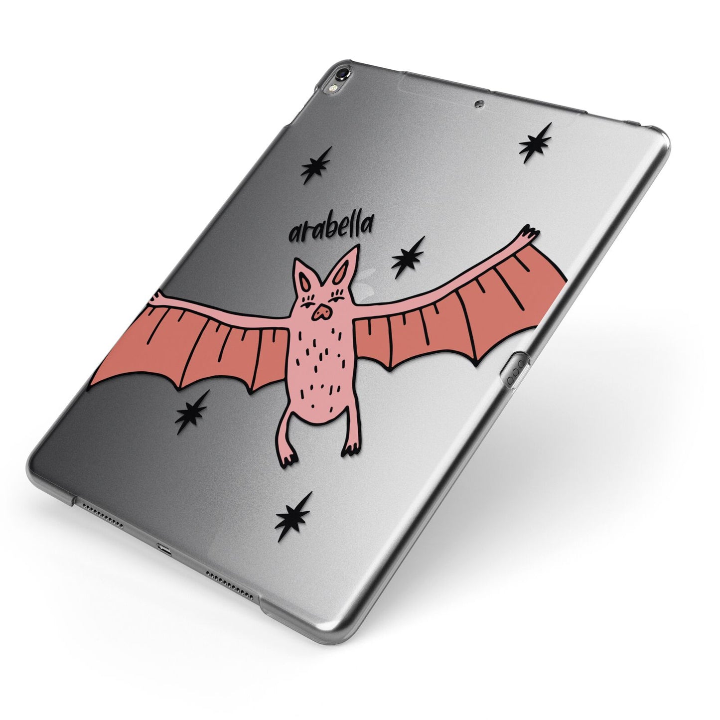 Pink Bat Personalised Halloween Apple iPad Case on Grey iPad Side View
