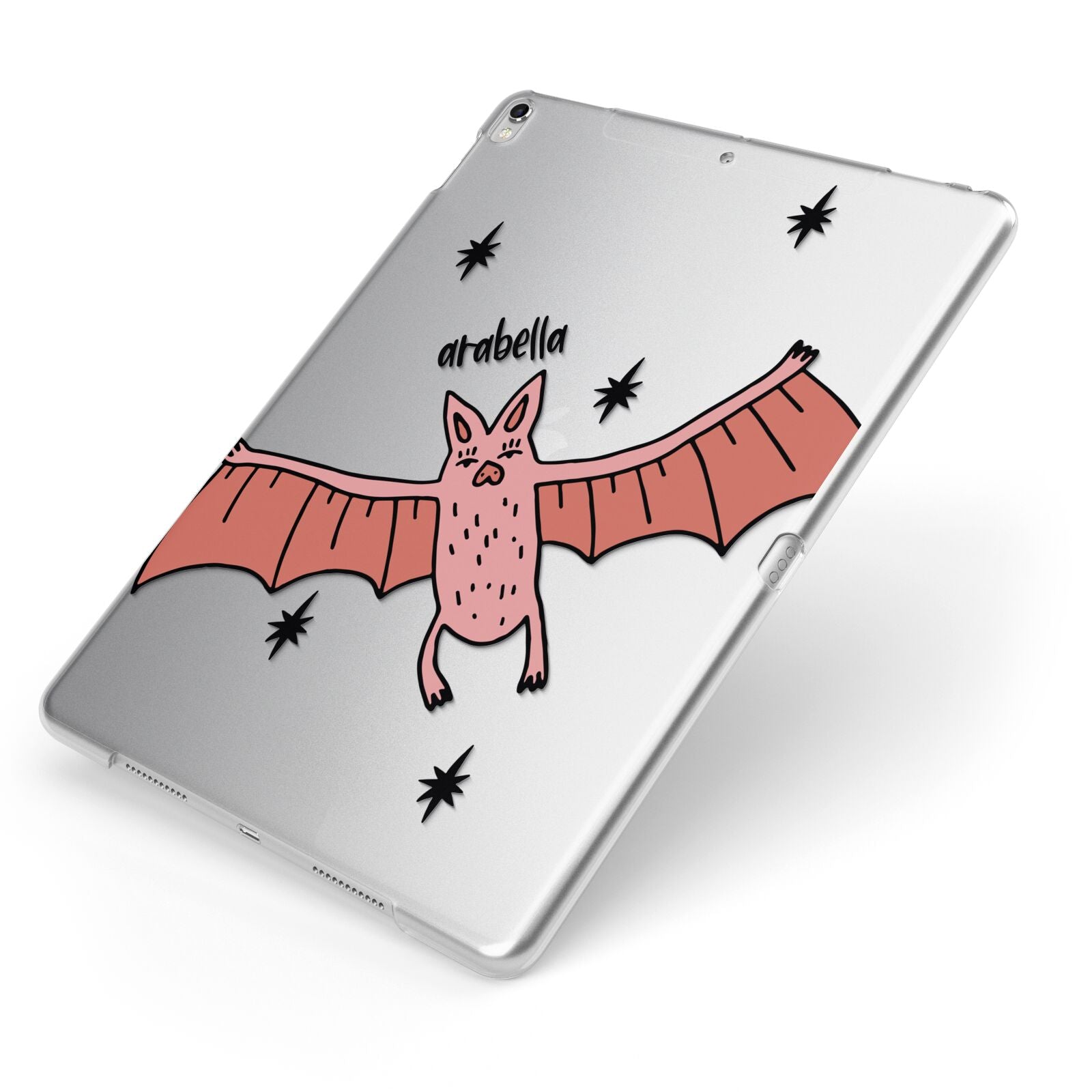 Pink Bat Personalised Halloween Apple iPad Case on Silver iPad Side View