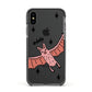 Pink Bat Personalised Halloween Apple iPhone Xs Impact Case Black Edge on Black Phone