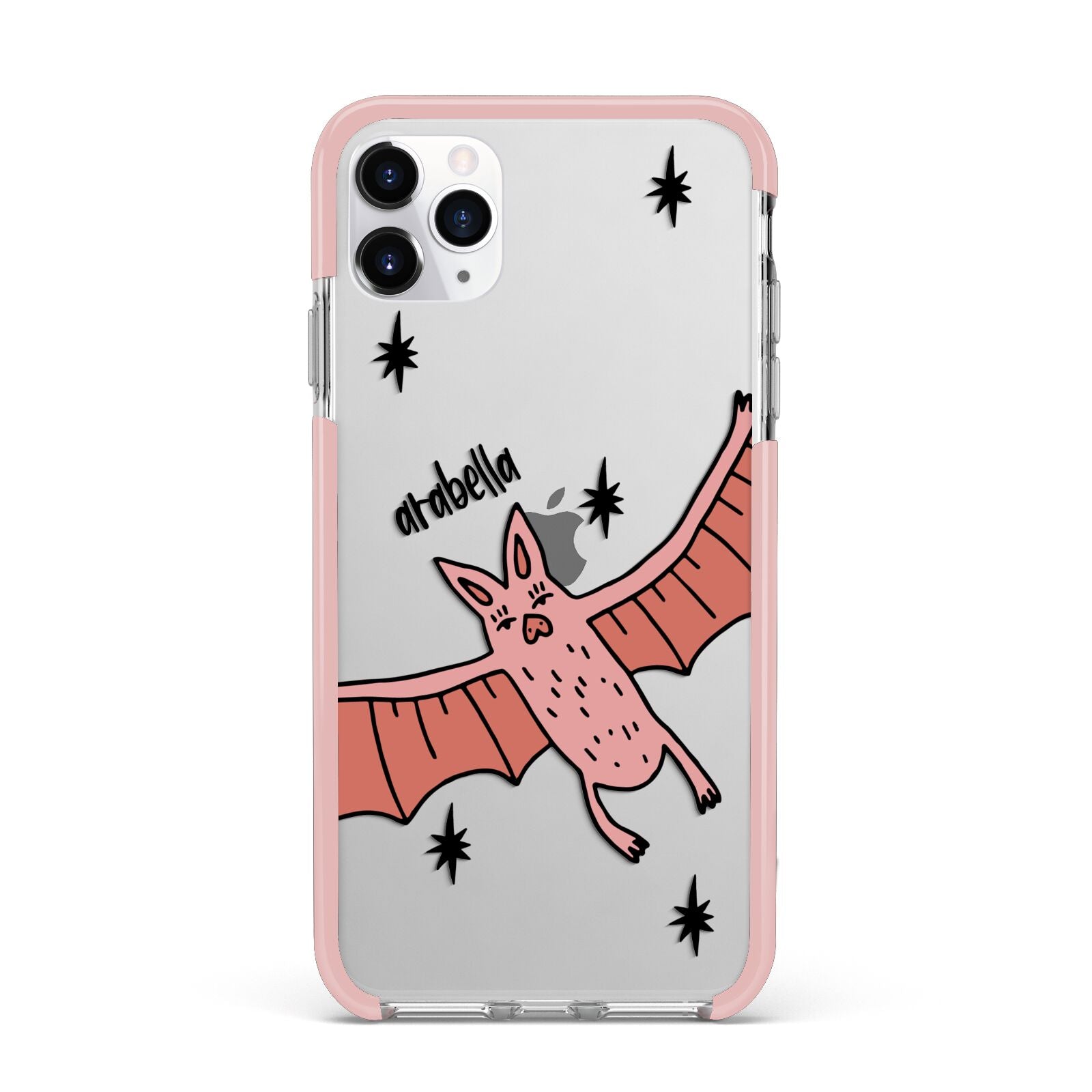Pink Bat Personalised Halloween iPhone 11 Pro Max Impact Pink Edge Case