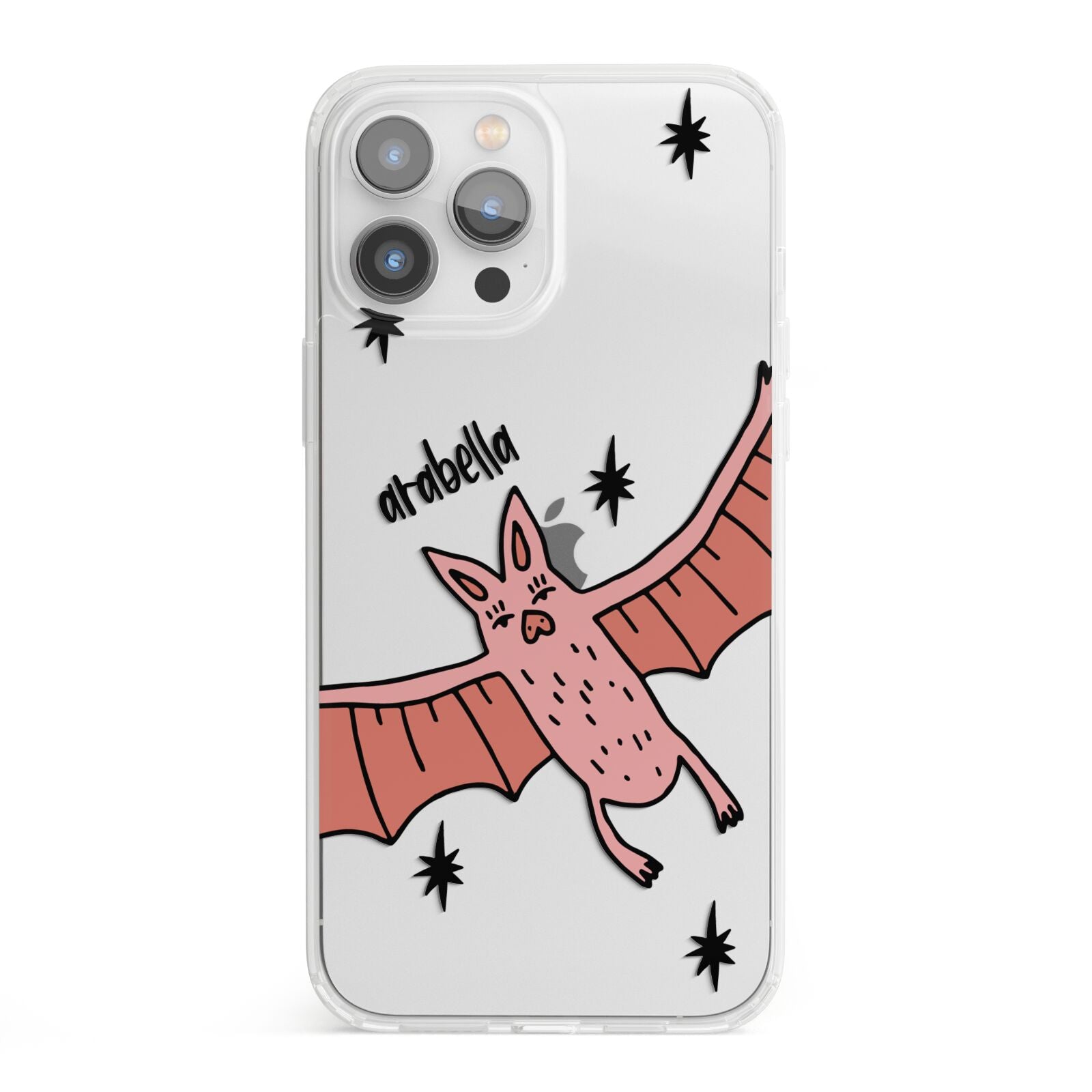 Pink Bat Personalised Halloween iPhone 13 Pro Max Clear Bumper Case