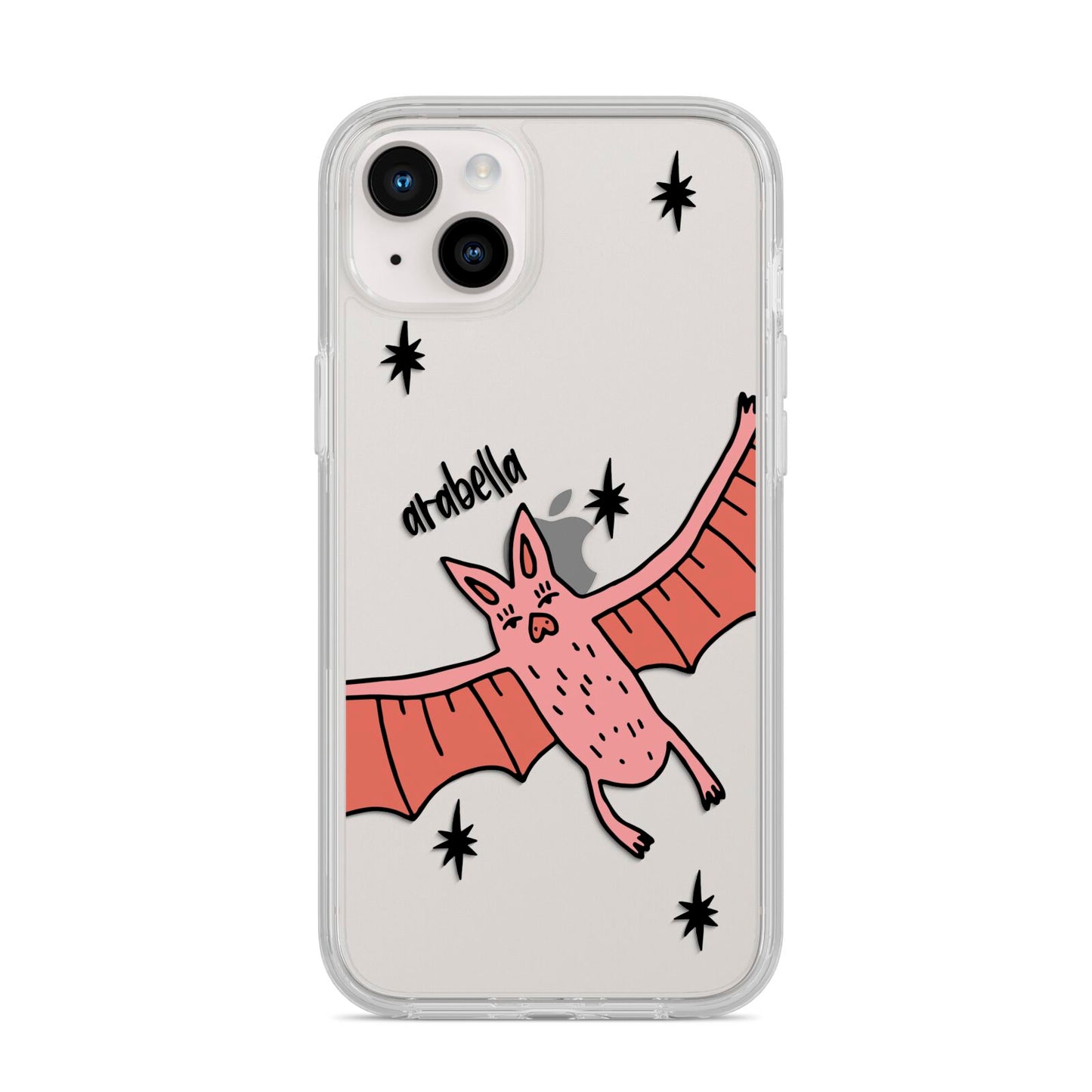 Pink Bat Personalised Halloween iPhone 14 Plus Clear Tough Case Starlight
