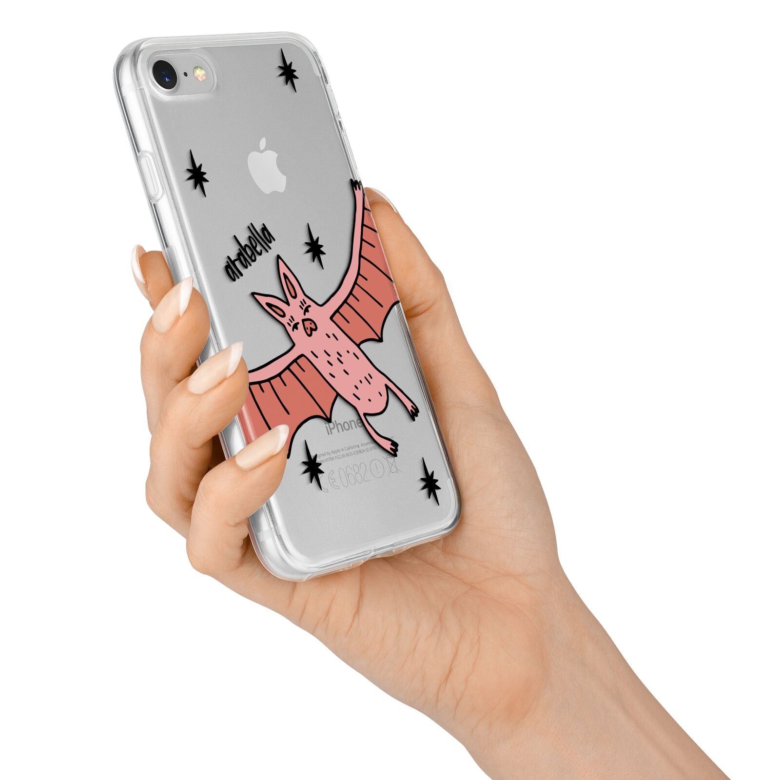 Pink Bat Personalised Halloween iPhone 7 Bumper Case on Silver iPhone Alternative Image
