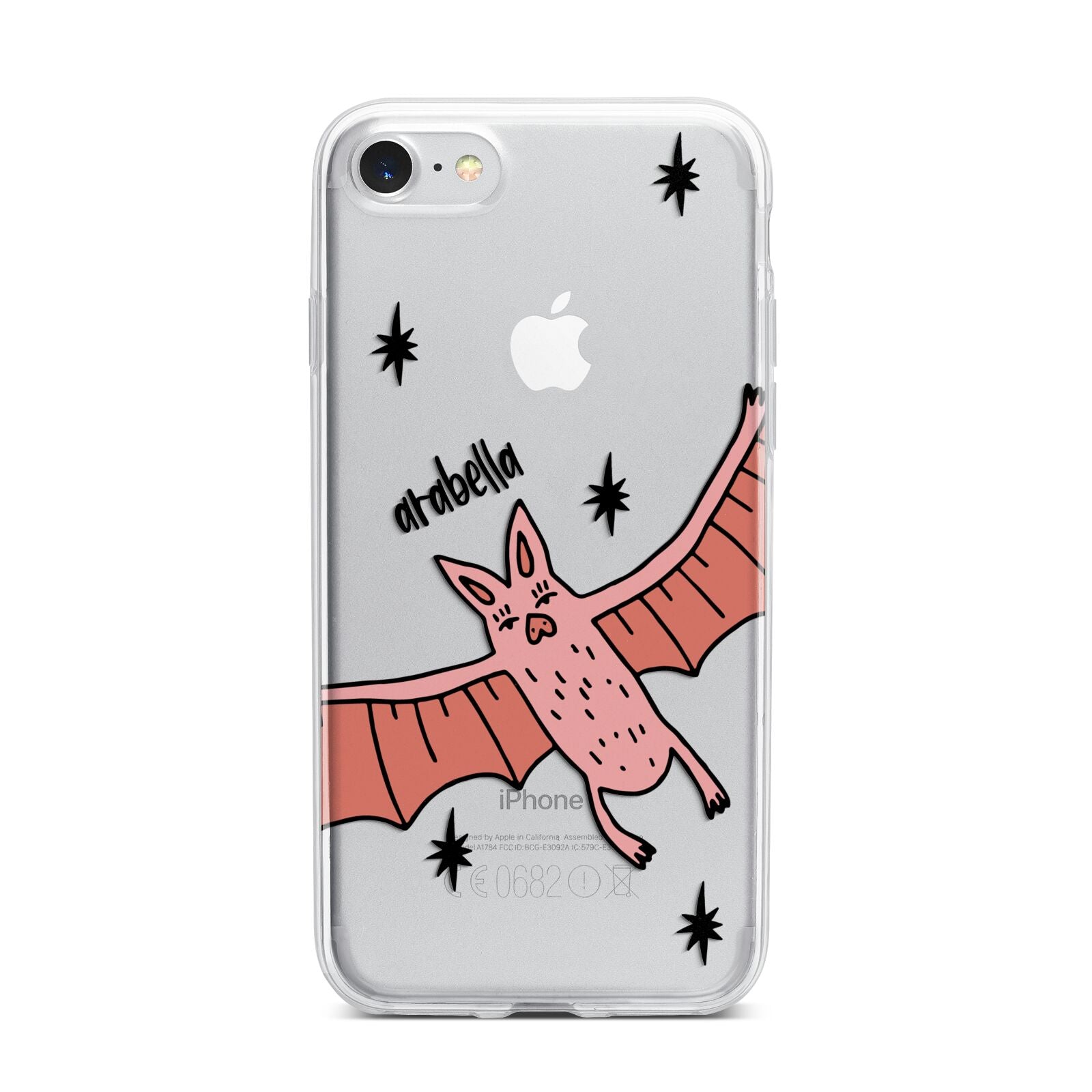 Pink Bat Personalised Halloween iPhone 7 Bumper Case on Silver iPhone
