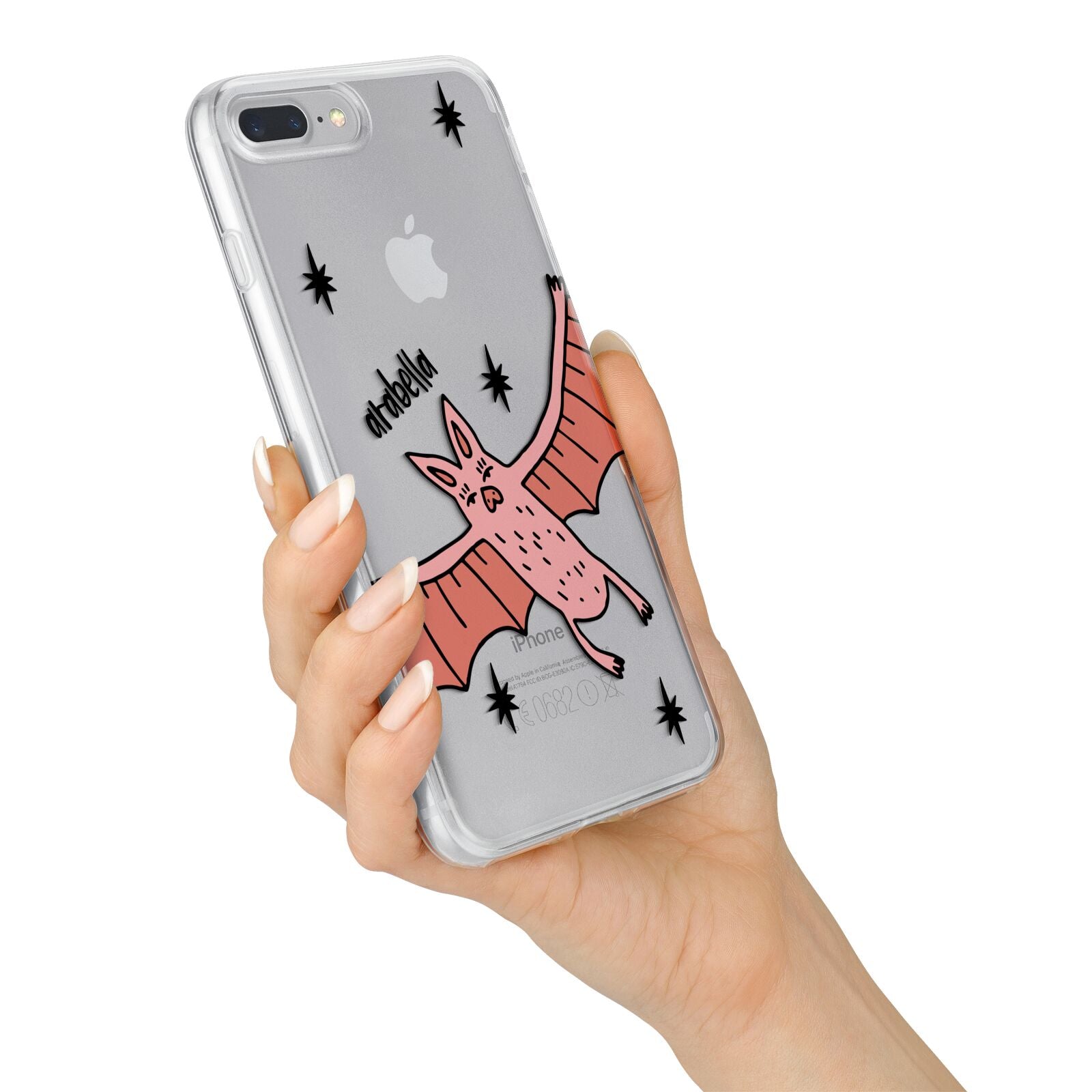 Pink Bat Personalised Halloween iPhone 7 Plus Bumper Case on Silver iPhone Alternative Image