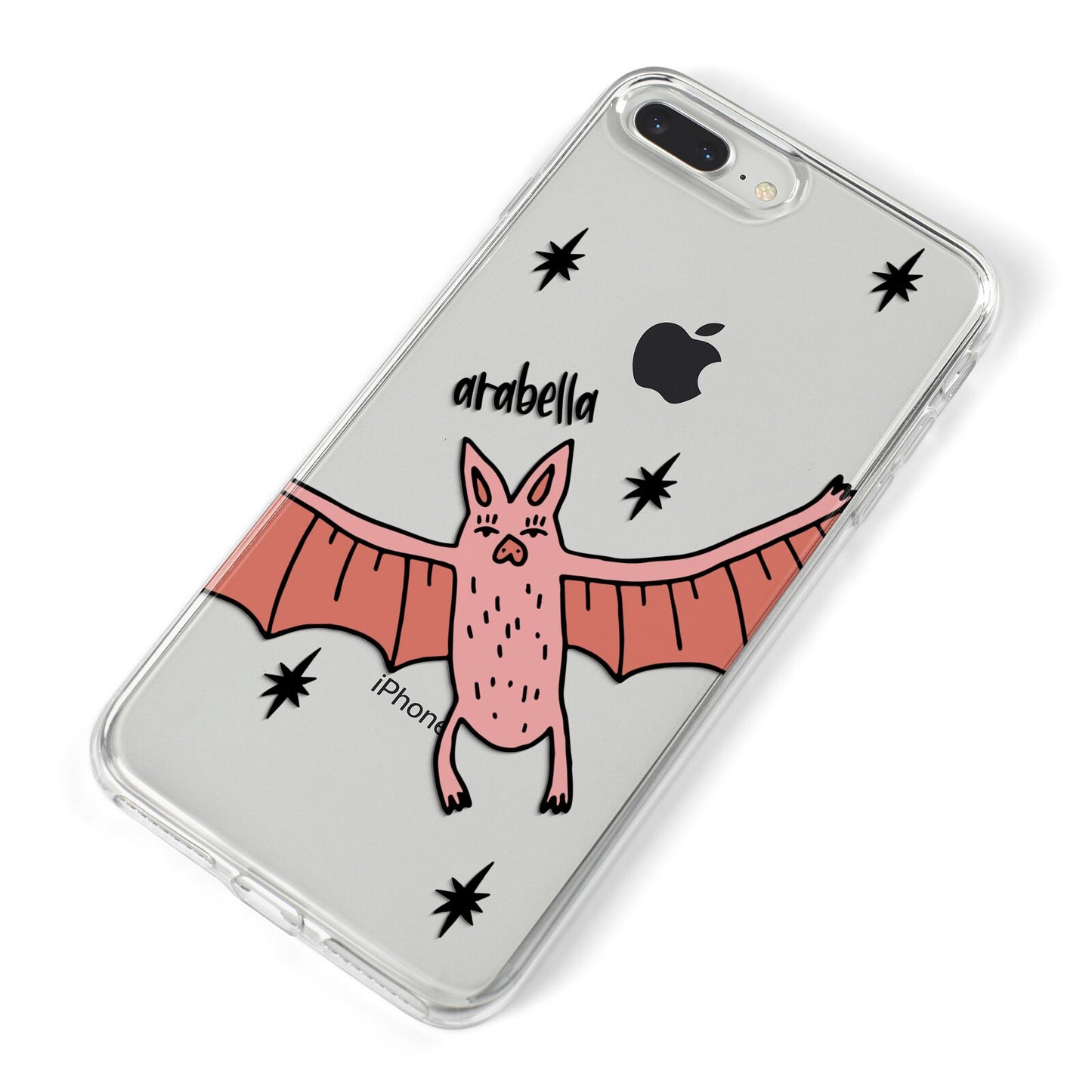 Pink Bat Personalised Halloween iPhone 8 Plus Bumper Case on Silver iPhone Alternative Image