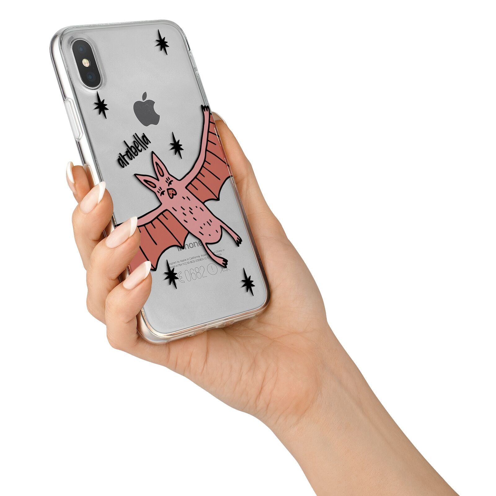 Pink Bat Personalised Halloween iPhone X Bumper Case on Silver iPhone Alternative Image 2