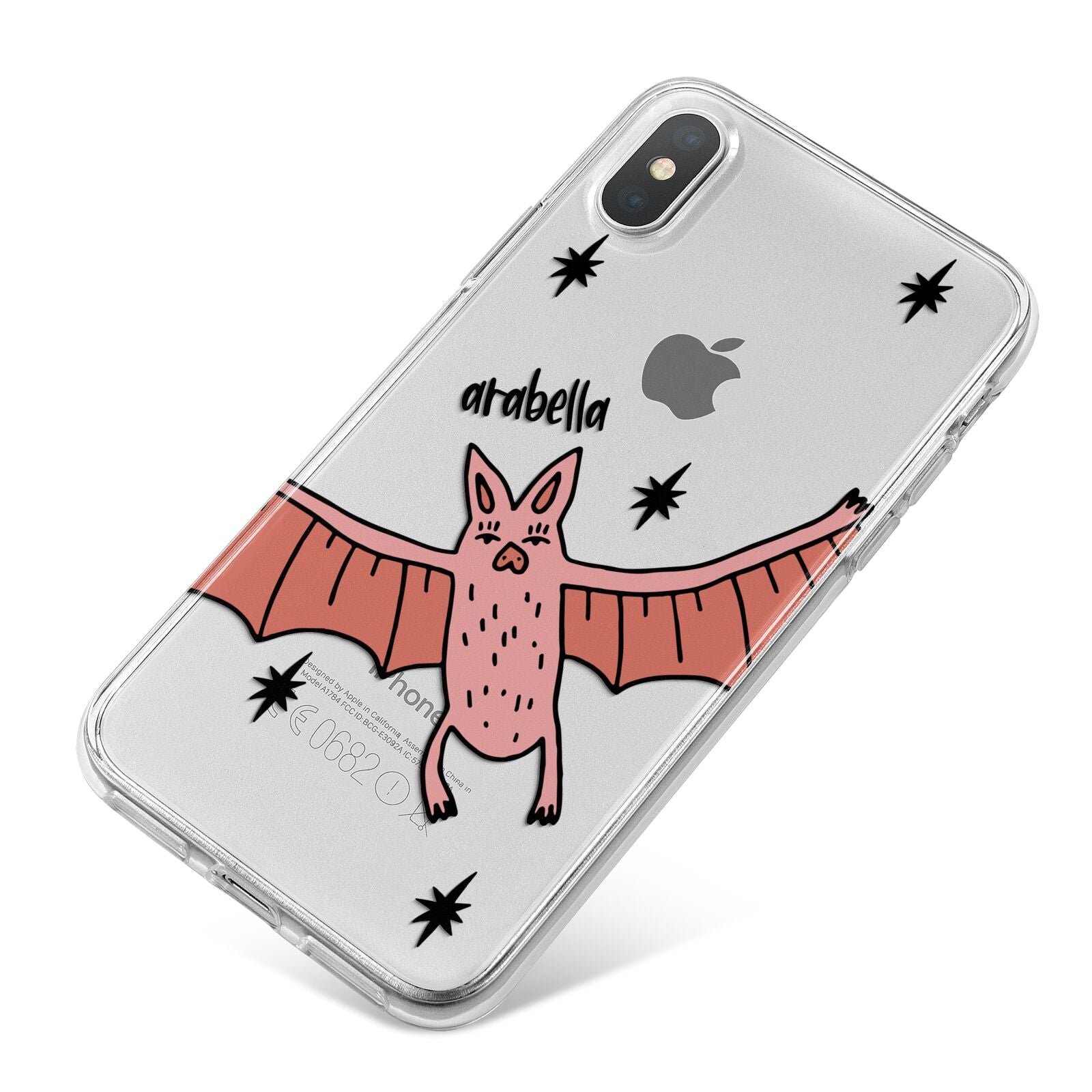 Pink Bat Personalised Halloween iPhone X Bumper Case on Silver iPhone
