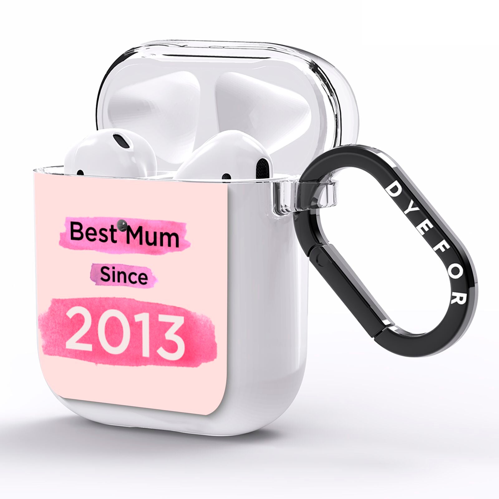 Pink Best Mum AirPods Clear Case Side Image