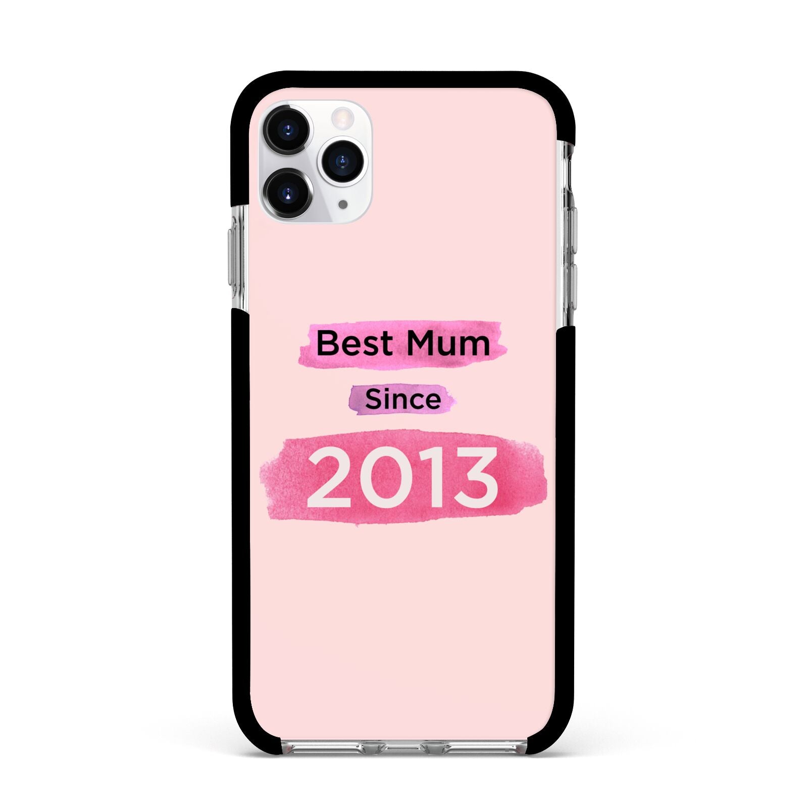 Pink Best Mum Apple iPhone 11 Pro Max in Silver with Black Impact Case