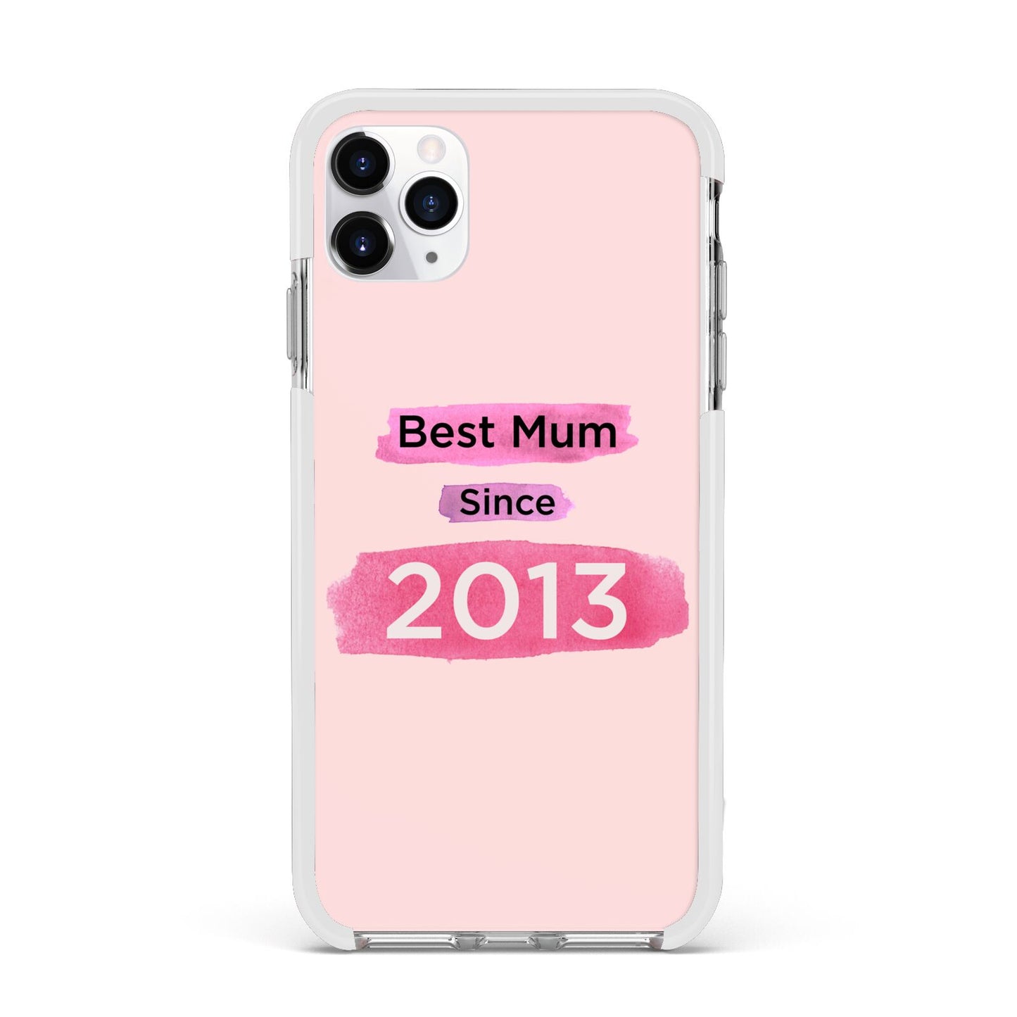 Pink Best Mum Apple iPhone 11 Pro Max in Silver with White Impact Case