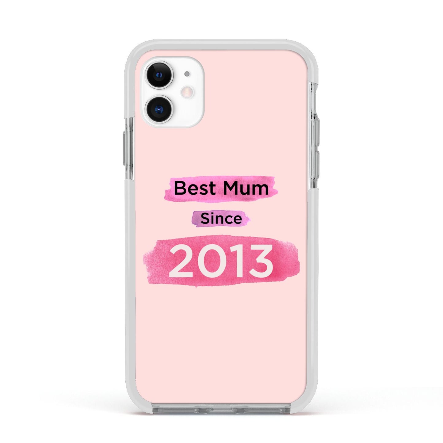Pink Best Mum Apple iPhone 11 in White with White Impact Case