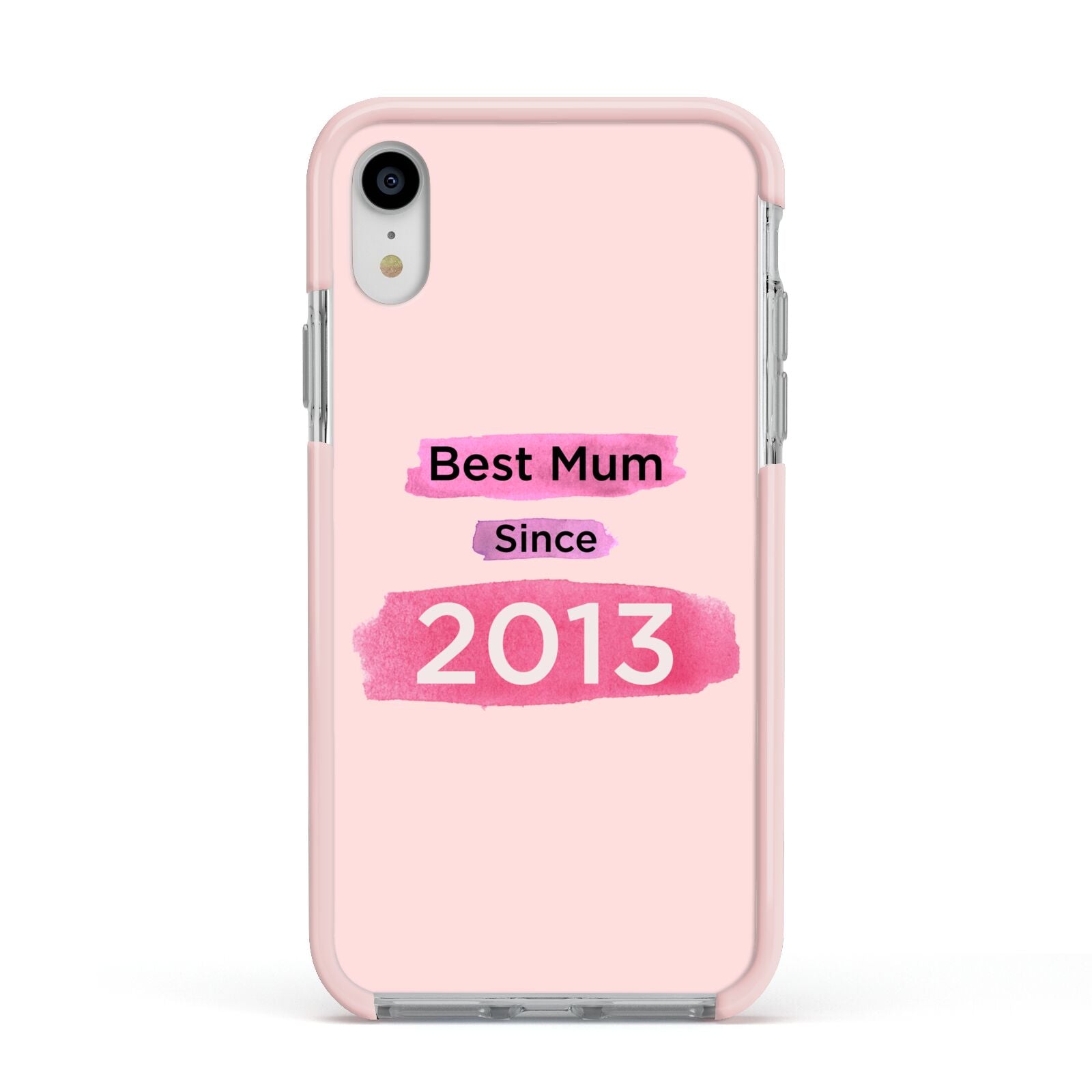 Pink Best Mum Apple iPhone XR Impact Case Pink Edge on Silver Phone