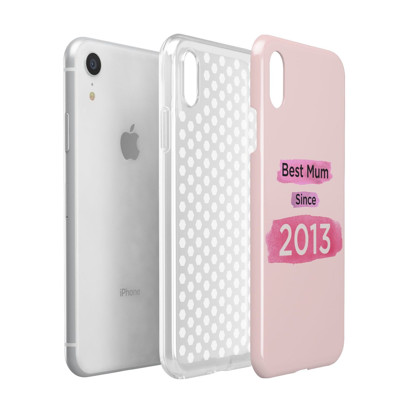 Pink Best Mum Apple iPhone XR White 3D Tough Case Expanded view