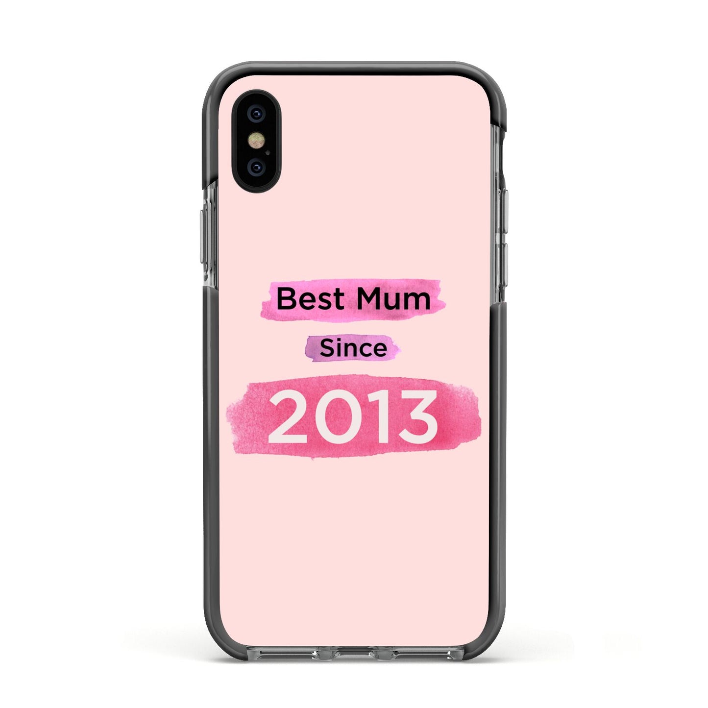 Pink Best Mum Apple iPhone Xs Impact Case Black Edge on Black Phone