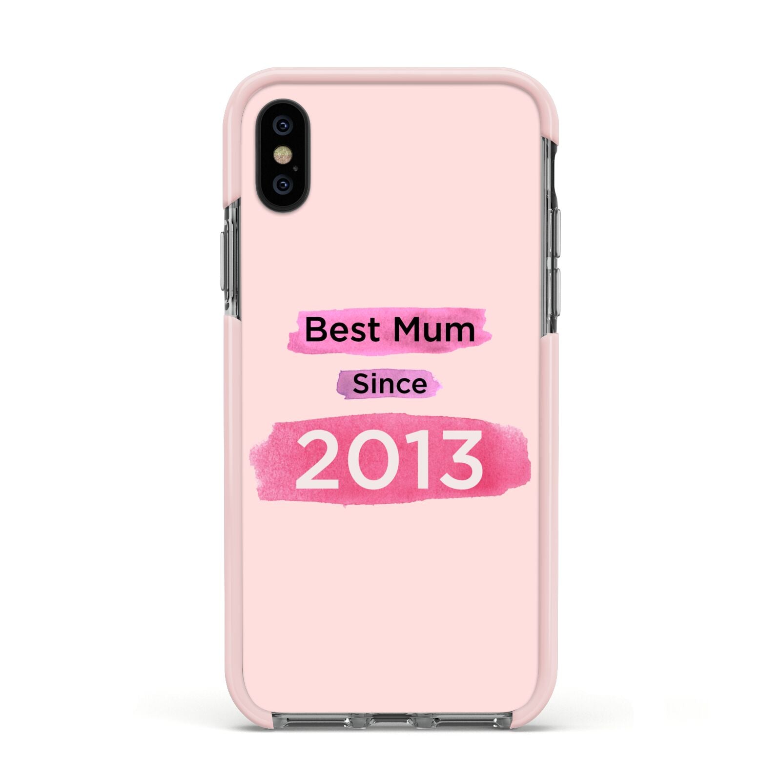 Pink Best Mum Apple iPhone Xs Impact Case Pink Edge on Black Phone