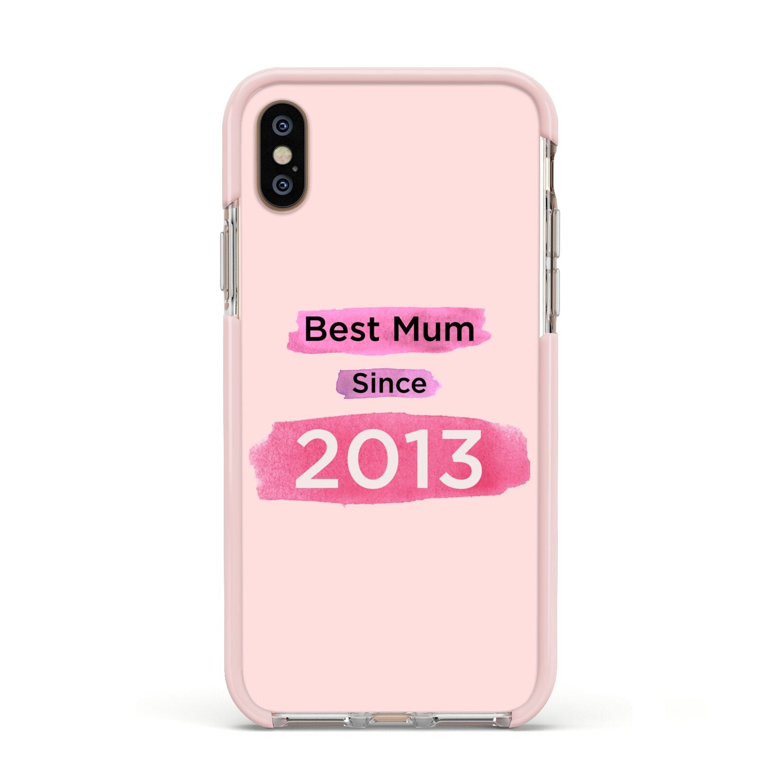 Pink Best Mum Apple iPhone Xs Impact Case Pink Edge on Gold Phone
