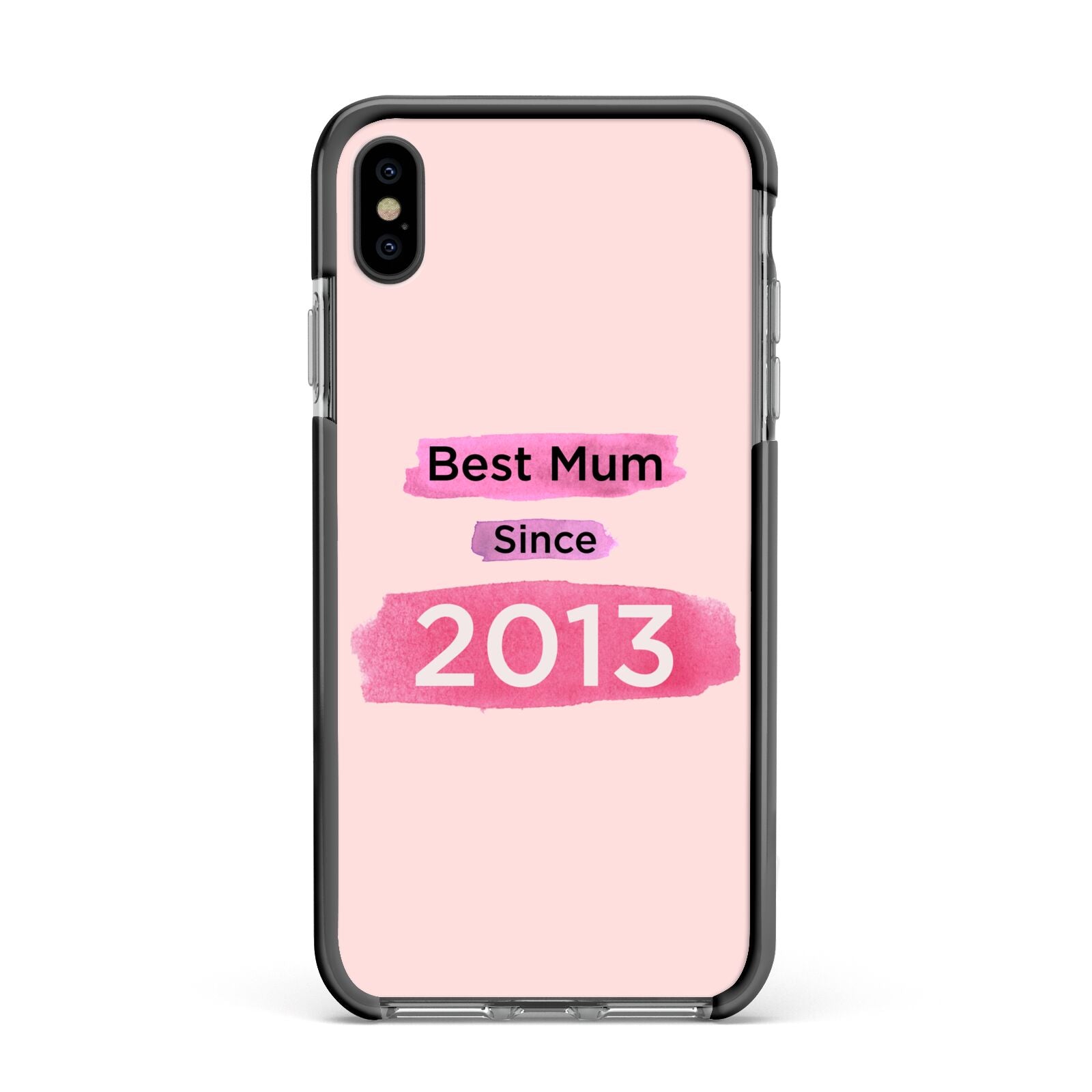 Pink Best Mum Apple iPhone Xs Max Impact Case Black Edge on Black Phone
