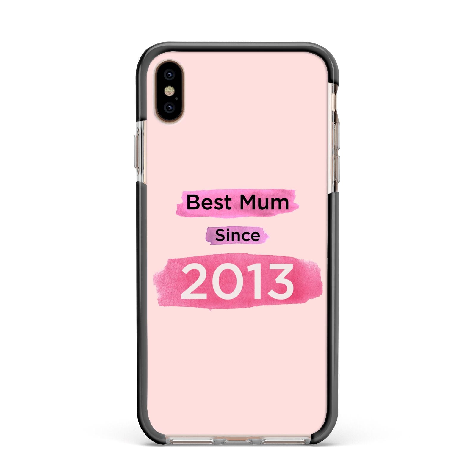 Pink Best Mum Apple iPhone Xs Max Impact Case Black Edge on Gold Phone