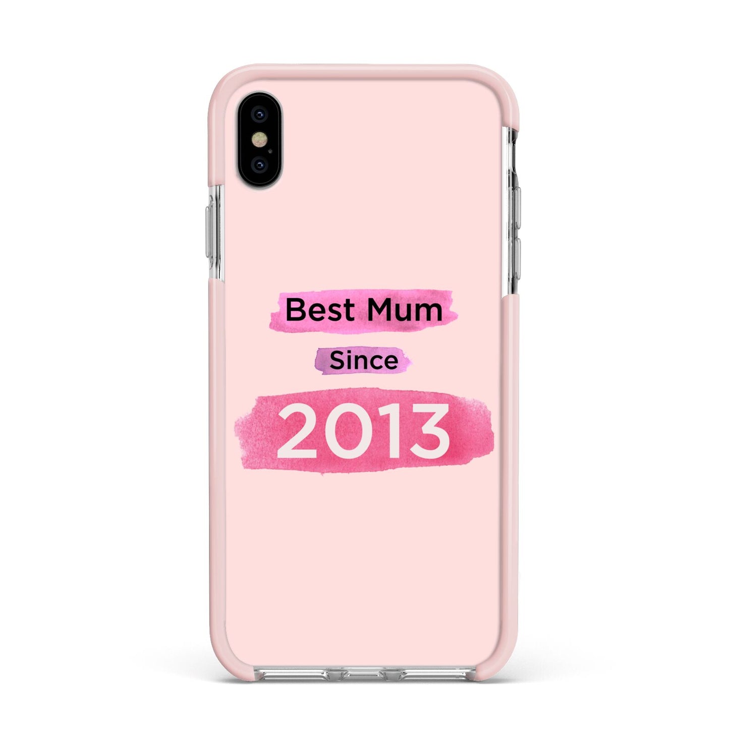 Pink Best Mum Apple iPhone Xs Max Impact Case Pink Edge on Silver Phone