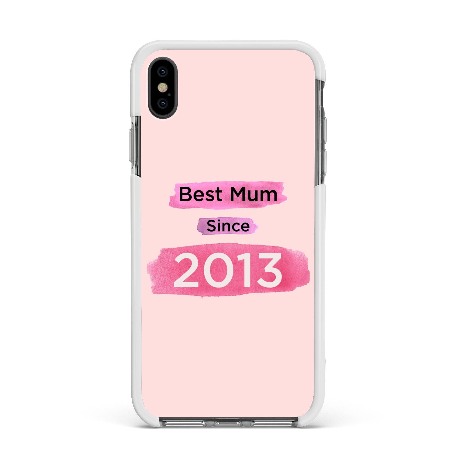 Pink Best Mum Apple iPhone Xs Max Impact Case White Edge on Black Phone