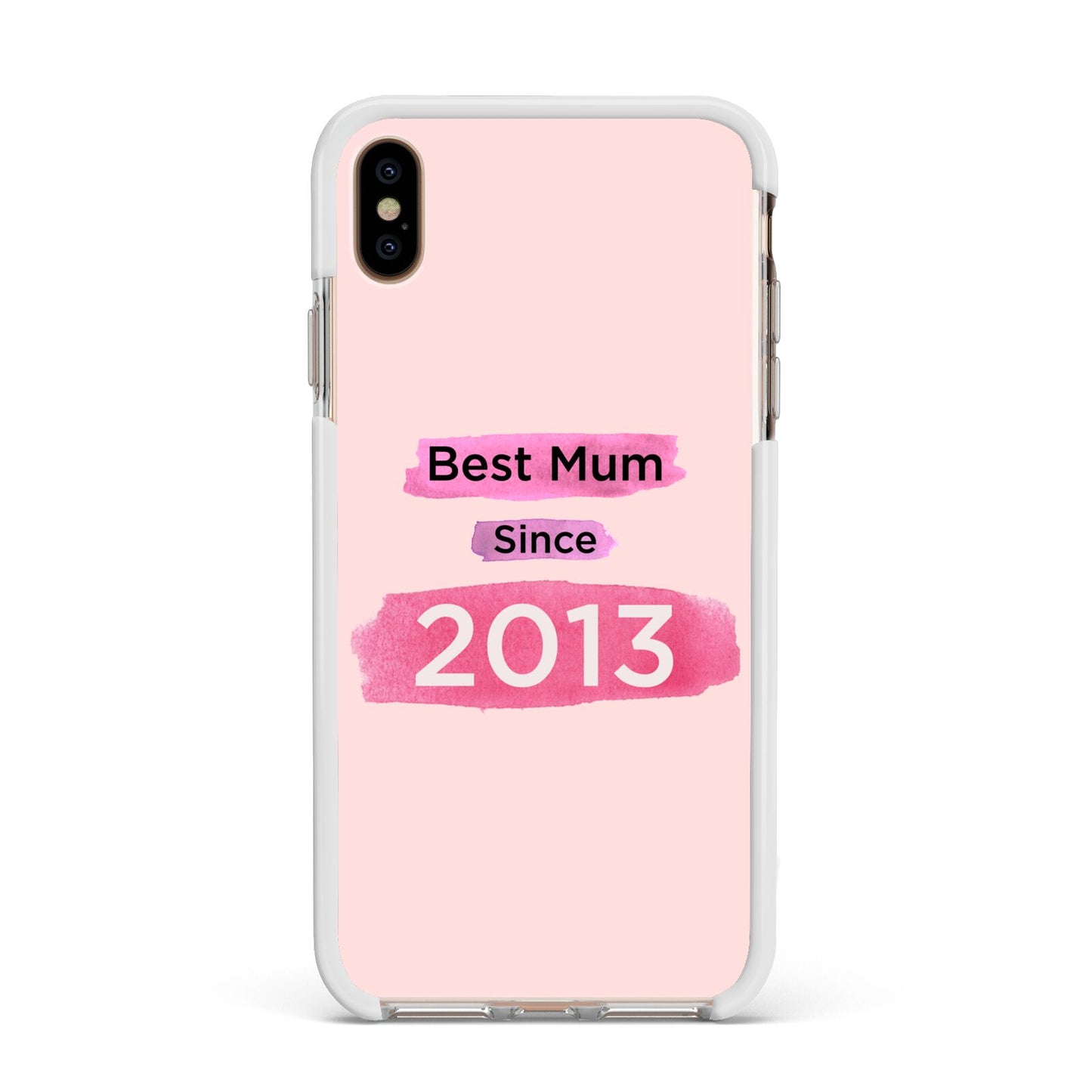 Pink Best Mum Apple iPhone Xs Max Impact Case White Edge on Gold Phone