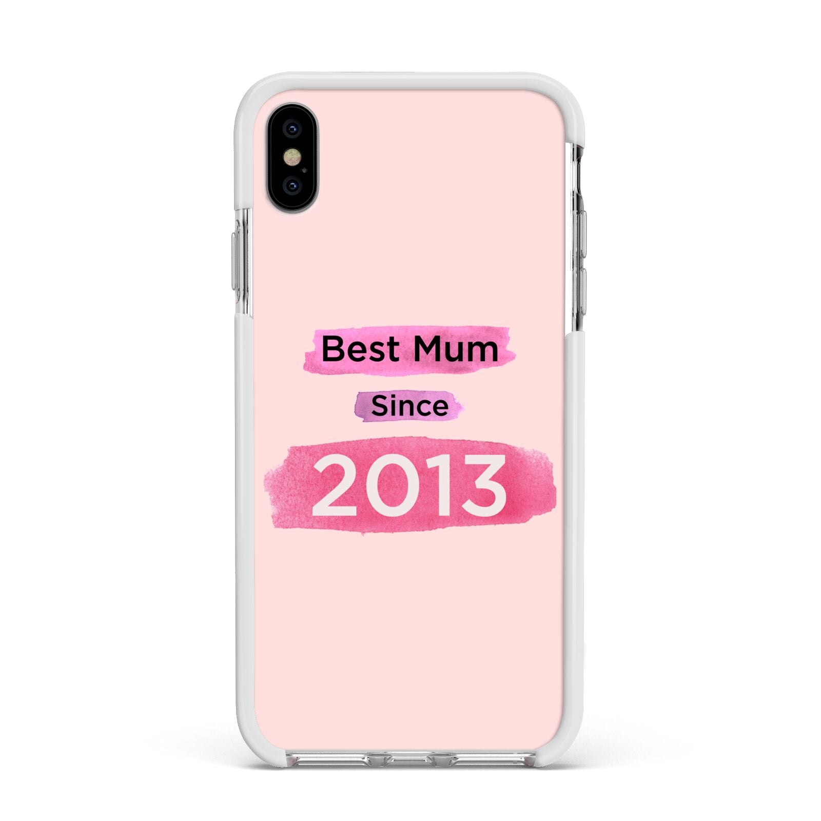 Pink Best Mum Apple iPhone Xs Max Impact Case White Edge on Silver Phone