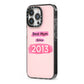 Pink Best Mum iPhone 13 Pro Black Impact Case Side Angle on Silver phone