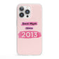 Pink Best Mum iPhone 13 Pro Clear Bumper Case