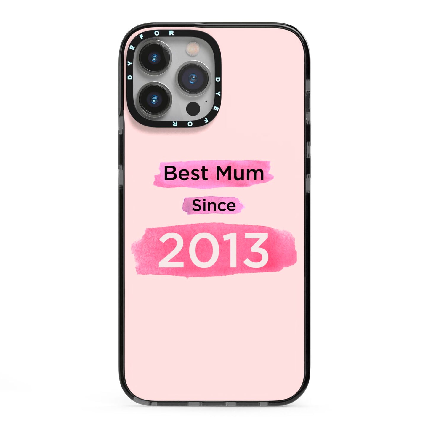 Pink Best Mum iPhone 13 Pro Max Black Impact Case on Silver phone