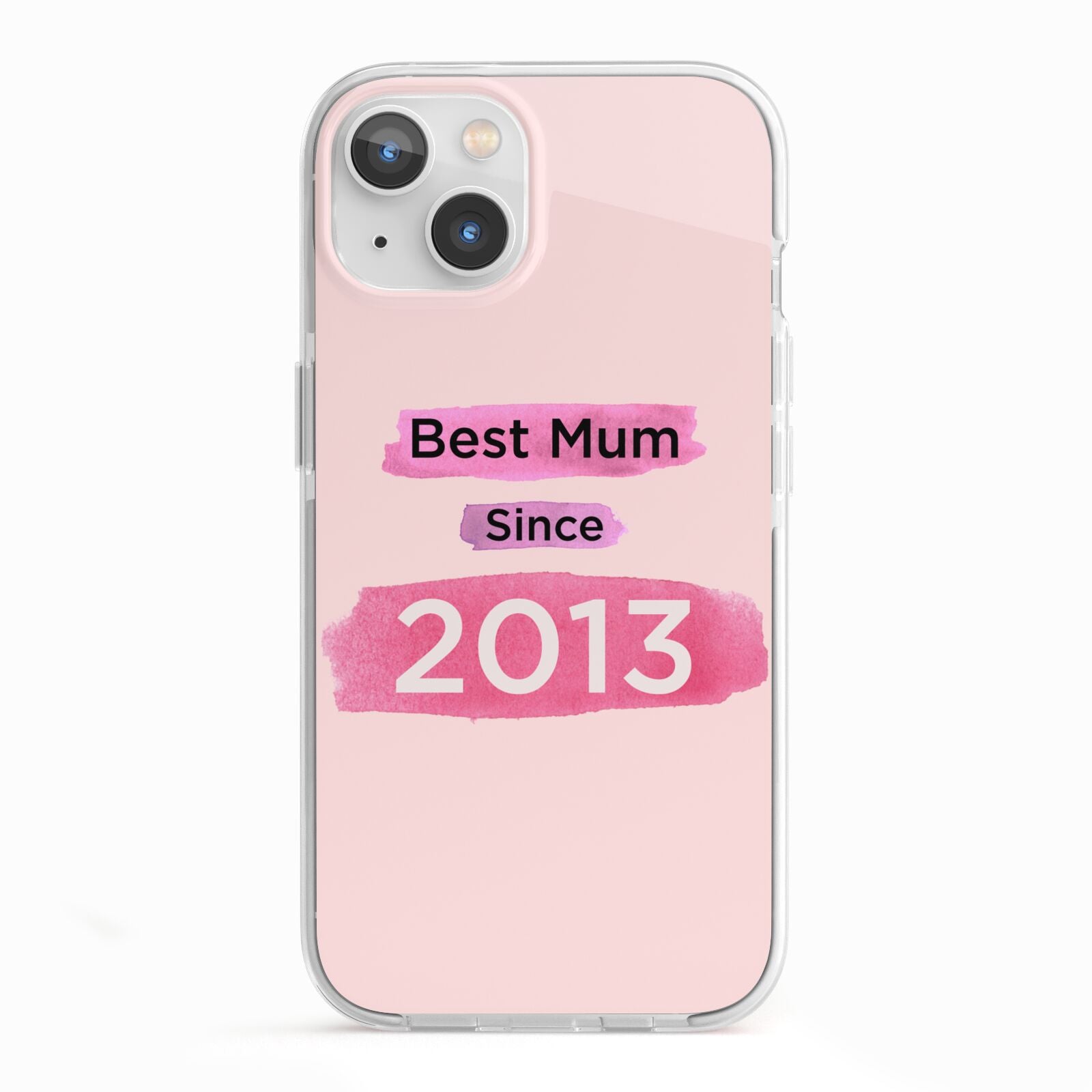 Pink Best Mum iPhone 13 TPU Impact Case with White Edges