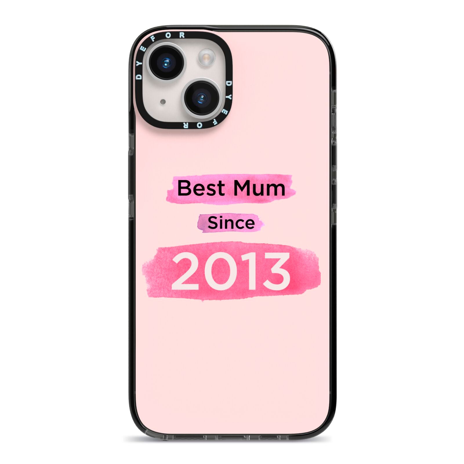 Pink Best Mum iPhone 14 Black Impact Case on Silver phone