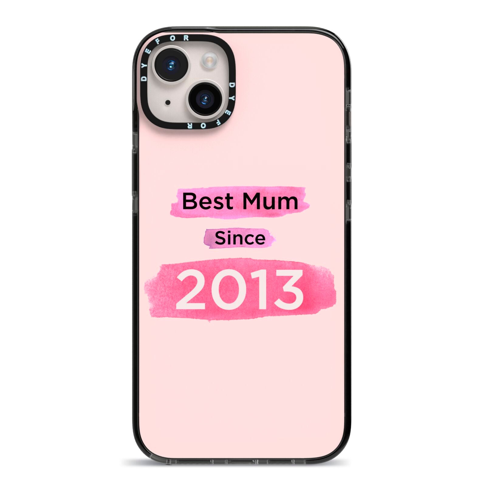 Pink Best Mum iPhone 14 Plus Black Impact Case on Silver phone
