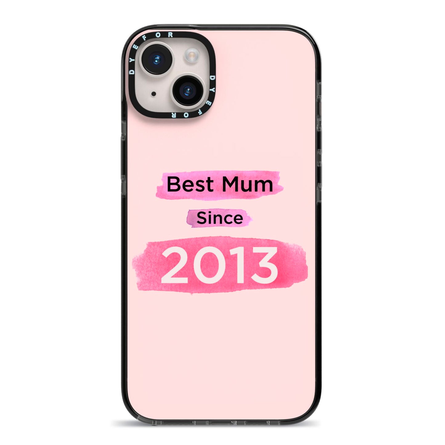 Pink Best Mum iPhone 14 Plus Black Impact Case on Silver phone