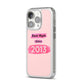 Pink Best Mum iPhone 14 Pro Clear Tough Case Silver Angled Image