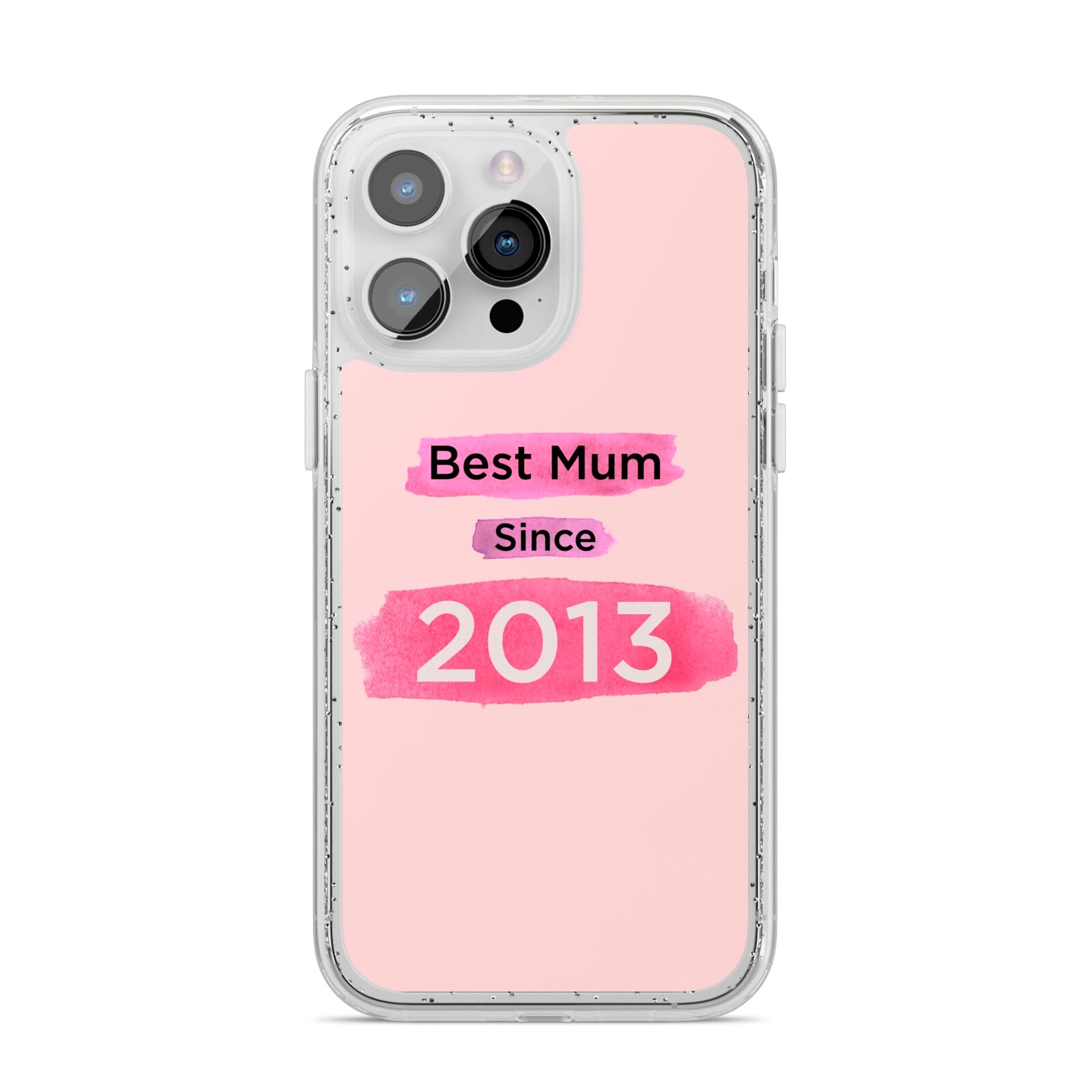 Pink Best Mum iPhone 14 Pro Max Glitter Tough Case Silver