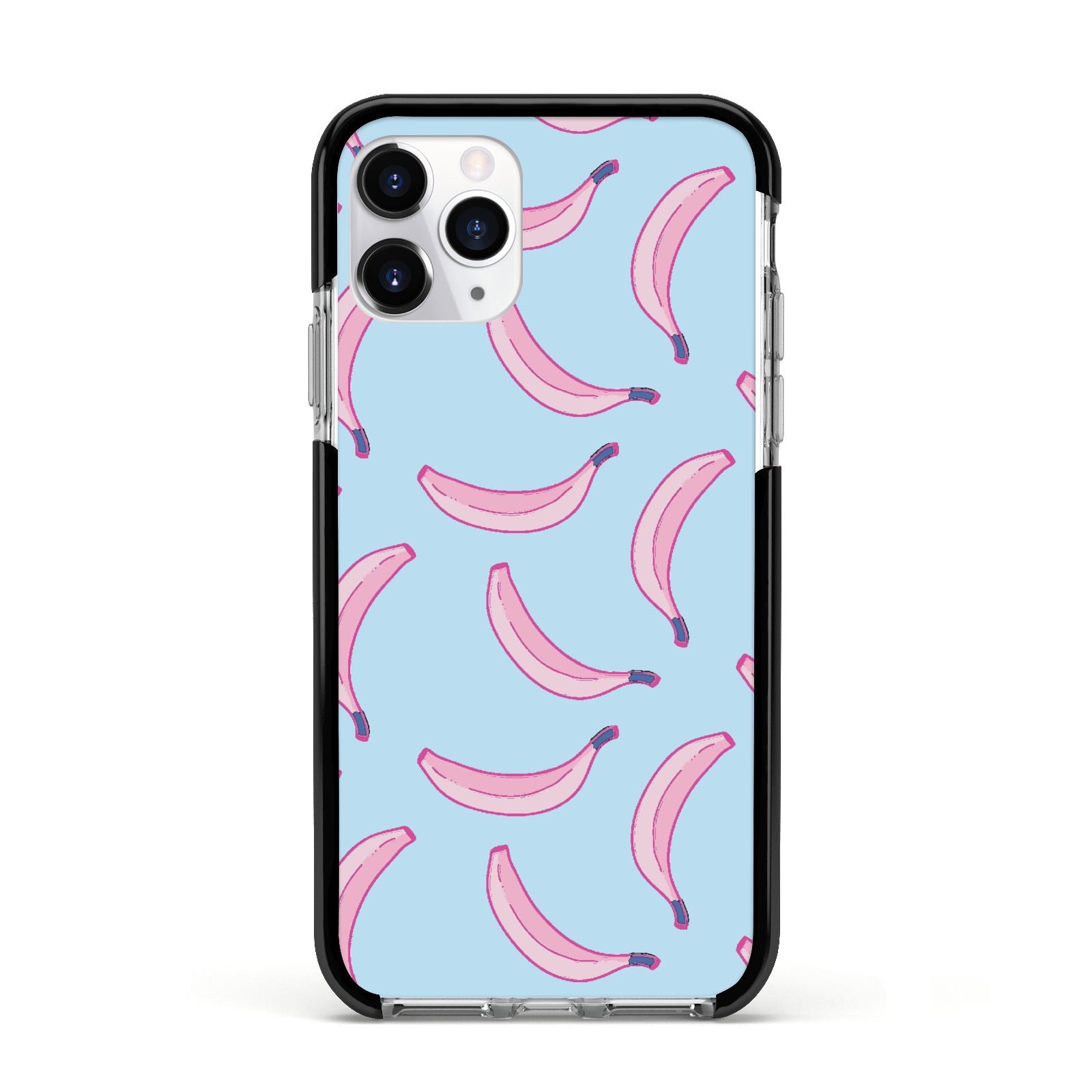 Pink Blue Bannana Fruit Apple iPhone 11 Pro in Silver with Black Impact Case