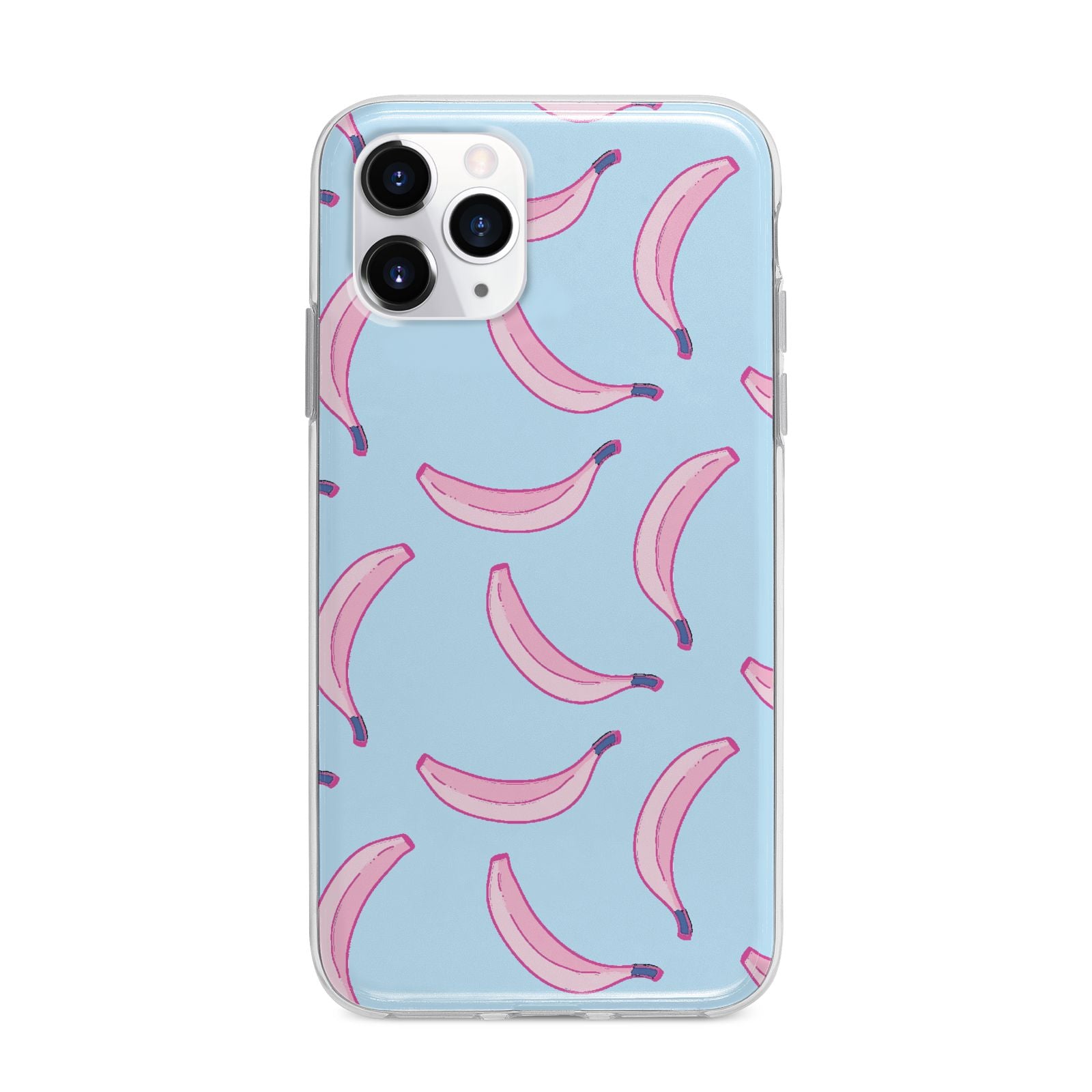 Pink Blue Bannana Fruit Apple iPhone 11 Pro in Silver with Bumper Case